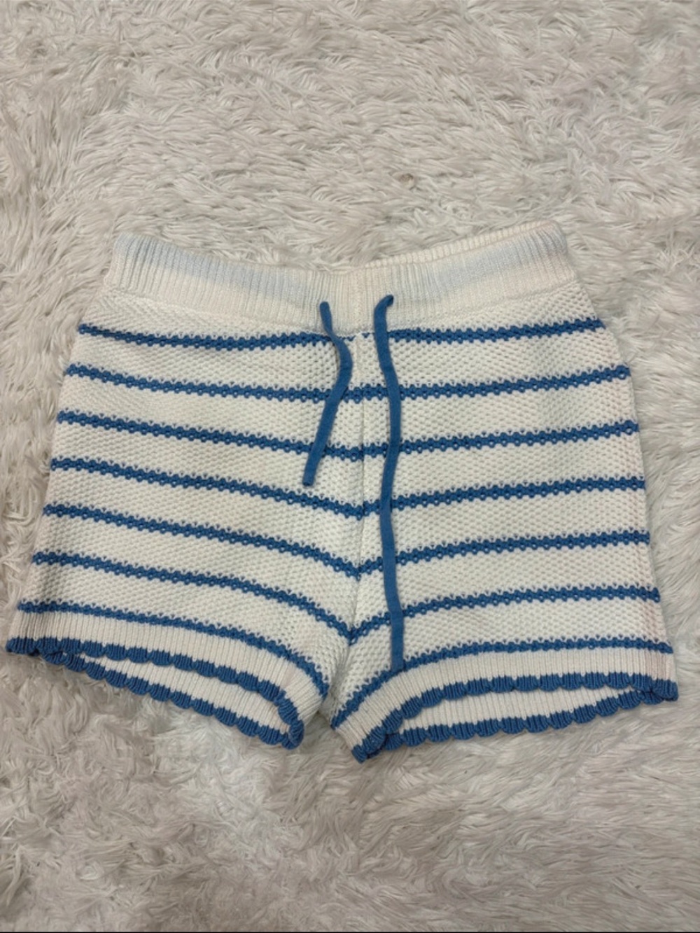 Altard state White & Blue Striped Knit Drawstring Women's Shorts